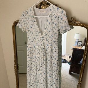 Christy Dawn blue floral Dawn dress, XS petite